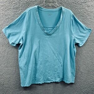 Catherines Womens Top 2X Blue‎ Short Sleeve Plus Size Casual Everyday Essential